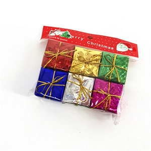 Set of six colorful 2.5cm laser foam mini gift boxes for Christmas tree decoration