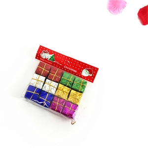 Colorful laser foam Christmas gift box ornaments in assorted metallic colors for tree decor