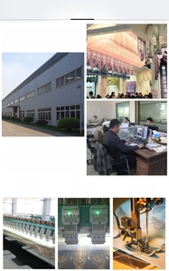 Detail of professional embroidery machinery and factory production for lace curtains