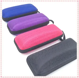 EVA hardshell sunglasses case with honeycomb texture and zipper hook in four colors