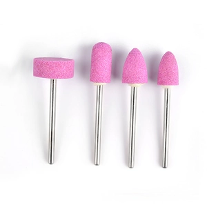 4pcs set of pink quartz nail drill bits with stainless steel shanks for polishing