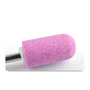 Pink quartz nail drill bit set with cylindrical head for professional manicure polishing