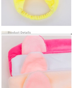 Detail showing various colors of soft plush coral fleece cat ear headbands for women