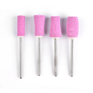 Set of 4 pink quartz nail drill bits in cylindrical, tapered, and cone shapes