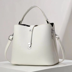 Sac Seau Femmes Cuir PU Texture Litchi Poignée Supérieure Bandoulière Style Urbain Simple Mode