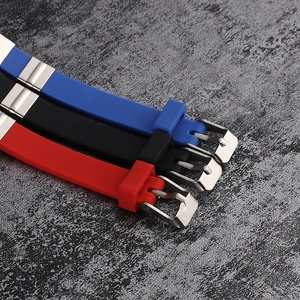 Titanium steel silicone bracelets for couples in blue, black and red with metal buckle