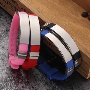 Classic titanium steel and silicone bracelets in pink, red, blue, and black colors