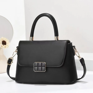 Women Shoulder Bag PU Leather Flap Crossbody Handbag With Grid Buckle Minimalist Versatile Top Handle Macaron Color