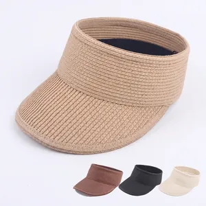 Chapeau Visière En Paille Femme Été Plage Pliable Large Bord Respirant Réglable Style Coréen