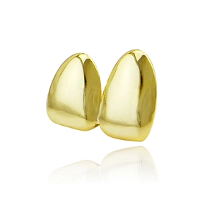 18K gold plated hip hop single canine fang grillz for teeth with polished metallic finish