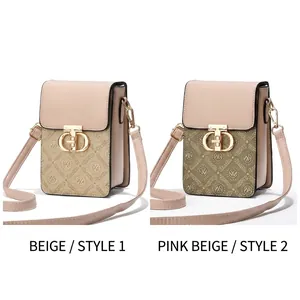 Detailed view of mini crossbody bags showing various colors and golden D-shaped buckles