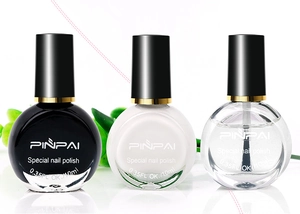 Fläschchen mit schwarzem, weißem und klarem 10ml Nagellack für Nagelkunst-Stempel-Designs