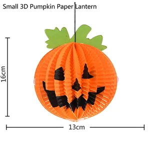 Detailed dimensions of 16cm orange paper pumpkin lantern for Halloween party decor