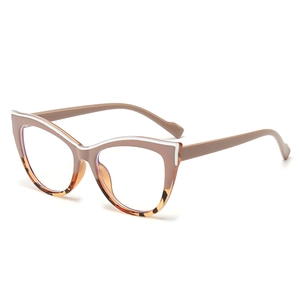 Cat eye glasses frame with tortoise shell texture and stylish white outline accents