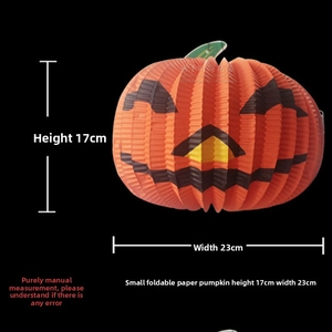 Foldable orange paper pumpkin decor for Halloween with size dimensions 17x23cm