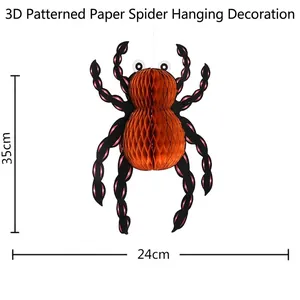 3D honeycomb paper spider pendant for Halloween decor with 35cm by 24cm dimensions