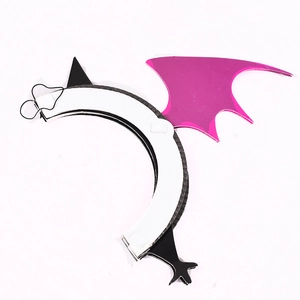 Halloween black headband featuring purple bat wings and 3D paper decorations for parties