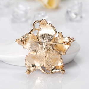 Exquisite champagne gold flower brooch with frosted metal texture and pin closure