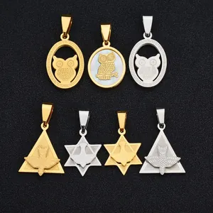 Stainless Steel Owl And Eagle Pendant Necklace With Shell Peace Dove Hexagram Charm Retro Jewelry For Women Temperament