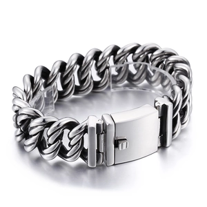 Bold silver stainless steel chain bracelet featuring a chunky link design and square lock