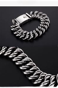 Macro shot of silver heavy-duty Cuban link chain with textured industrial style
