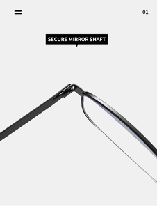 Detail of secure mirror shaft hinge on elegant narrow gold-wire reading glasses