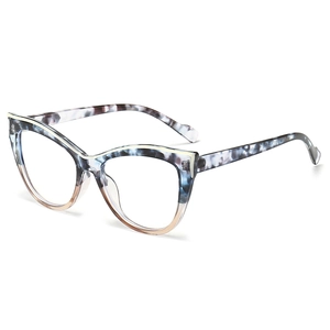 Cat eye blue marble TR90 eyeglass frames with blue light blocking lenses for women