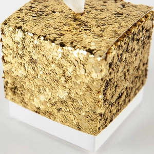 Square Glitter Paper Candy Boxes With Ribbon Handle For Wedding Party Favor Gift Packaging