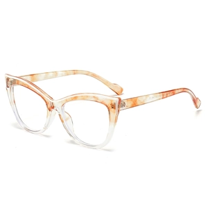 Chic cat-eye optical frames with orange marble gradient and anti-blue light TR lenses
