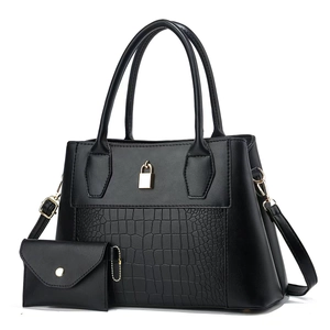 Women Handbag Crocodile Pattern PU Leather Elegant Shoulder Crossbody Bag With Small Pouch Metal Lock Large Capacity
