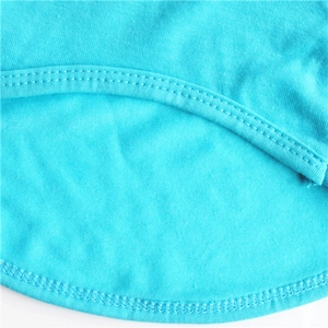 Macro detail of sky blue cotton pet vest featuring neat double-needle stitching quality
