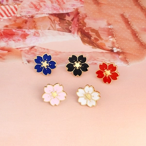 Cute cherry blossom enamel pins in five colors with elegant gold plating finish
