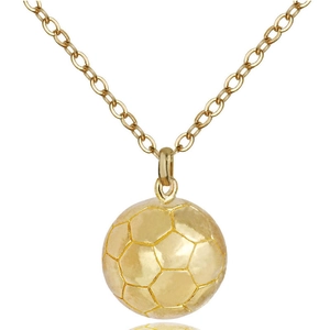 Collana con ciondolo football americano dorato per donna con charm sportivo 3D testurizzato