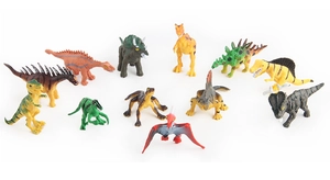 Set di 12 statuette di dinosauri in miniatura realistiche con T-Rex e Triceratopo