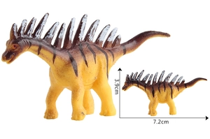 Vista dettagliata del dinosauro Amargasaurus giallo con spine dorsali lungo 7,2 cm