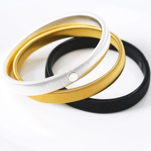 Three-piece set of elastic metal spring shirt sleeve garbands in gold, silver, and black