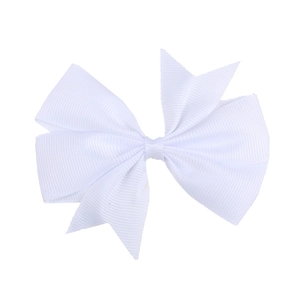 Classic pure white grosgrain ribbon hair bow clip for babies and young girls