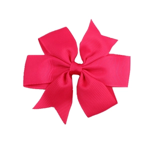 Chic rose red grosgrain ribbon V-shaped bow hair clip for babies and toddlers