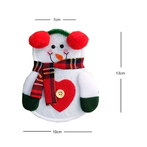Detail view of snowman cutlery holder showing dimensions 13x10cm for holiday table decor