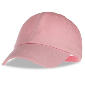 Classic pink cotton baseball cap with adjustable strap and six-panel structure design