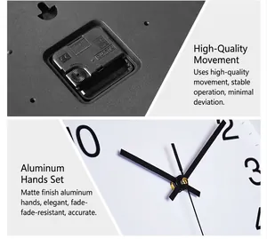 12-inch plastic wall clock with high-quality quartz movement and aluminum hands