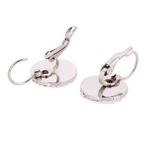 316L stainless steel hoop earrings with white crystal pave inlay and polished finish