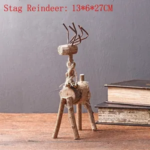 Detailansicht handgefertigte Deko Hirschfigur aus Holz und Naturseil, Maße 13x6x27cm