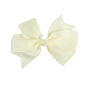 Classic cream ribbed ribbon V-shaped bow hair clip for babies and toddlers