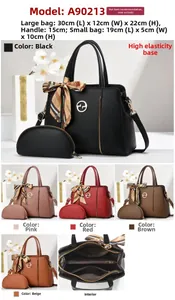 Internal view of fashion handbag showing multi-compartment structure and inner lining