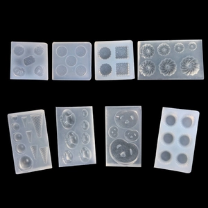 Detailed set of 8 translucent silicone molds for DIY mini cookies and dessert clay crafts