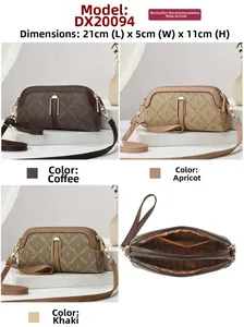 Detail view of printed crossbody bag showing triple color options and spacious interior