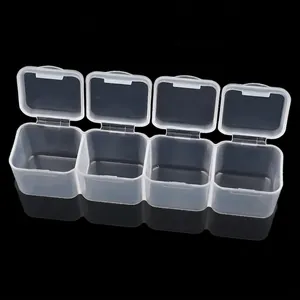 Transparent 28-slot plastic nail art storage box with independent lids for accessories
