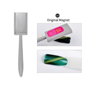 Dual-ended cat eye nail magnet tool with strong rectangular head for 3D effect