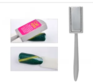 Detailed view of dual-ended magnetic tool for 3D cat-eye gel nail art effects